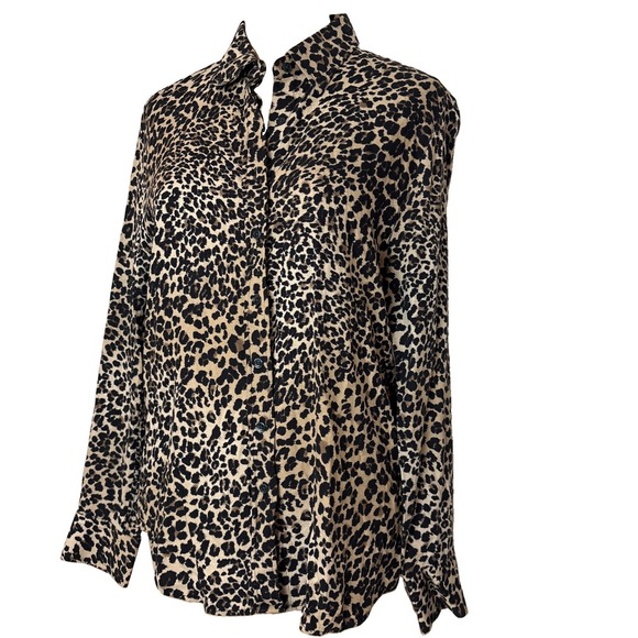 The Shirt by Rochelle Behrens Tops - Rochelle Behrens The Shirt Blouse Womens M Button Front animal print viscose
